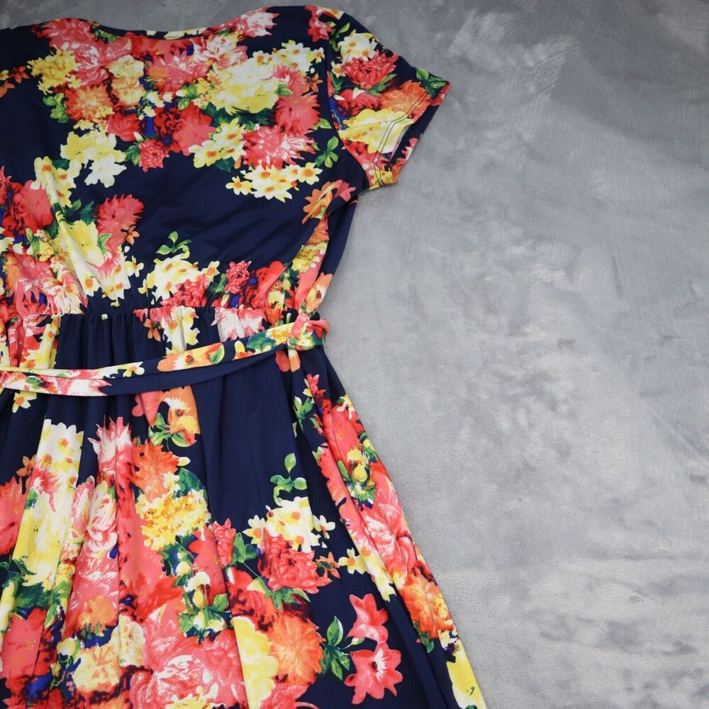 Wanna B Dress Womens L Multicolor Short Sleeve Floral Print Maxi Pullover - Picture 16 of 16